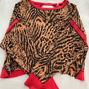 NWOT Free people Red and Black Animal Print Sweater